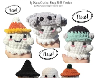 Geister mit Hüten Häkelanleitung: 6-in-1-No Sew (PDF-Muster) Halloween-Häkelanleitung, einfache Häkelanleitung, Anfänger-Häkelanleitung