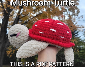Mushroom Turtle Crochet Pattern, Crochet Jumbo Floppy Turtle, No Sew Crochet Pattern, Beginner Crochet Pattern, Turtle Crochet, Turtle