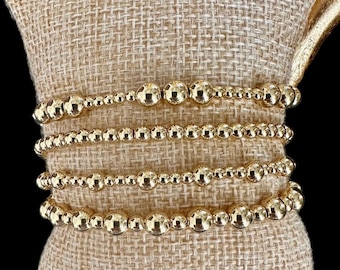 4 Stück Designer Gold Filled Stretch Style Armband Stapel