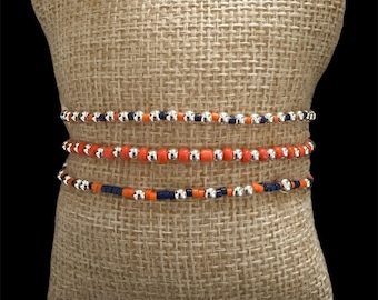 Customizable Silver or Gold Filled Gameday Bracelet Stack with Customizable Team Colors