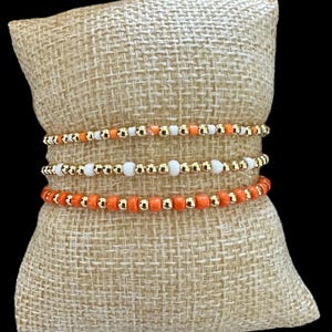 3 Pc Tennessee Gameday Stack! Customize your Colors to Represent your Favorite Team. Made with 18k Gold or Silver Filled Beads