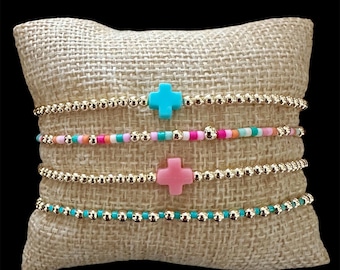 4 pc. BOHO 14K Gold Filled Beaded Stacks. Choose Your Colors