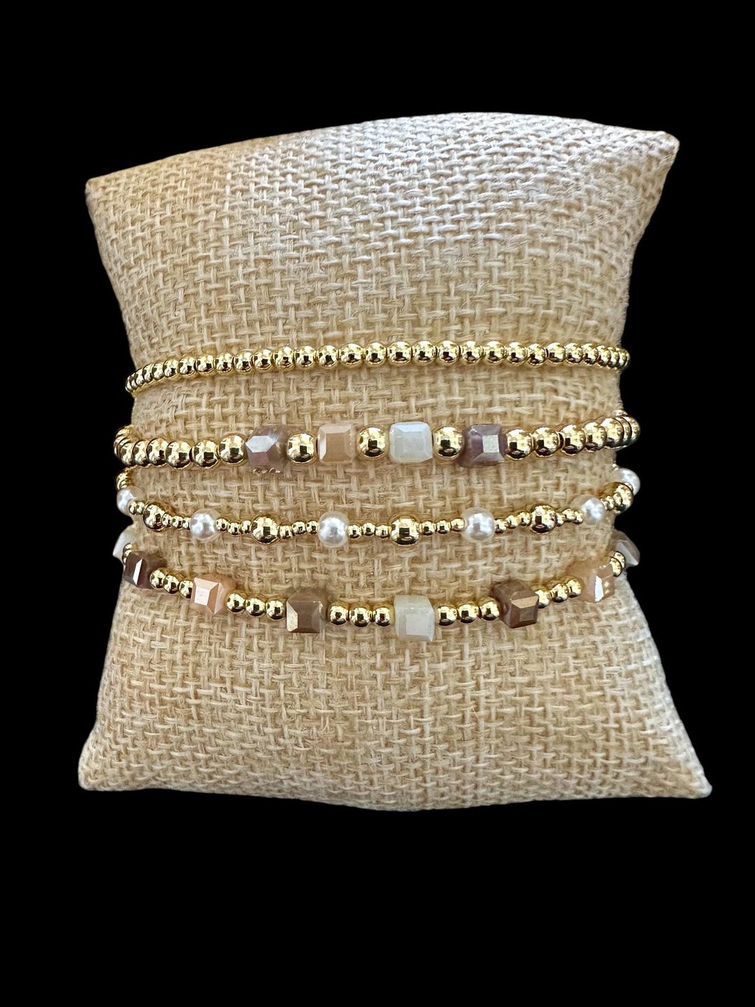 4 PC Designer Gemstone Stack With Gold Filled Beads - Etsy