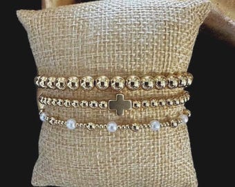 3 Stück Gold Filled Designer Armband Stapel