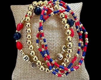 5 Piece 18K Gold Filled Mississippi Bracelet Stack.  Customize your Colors