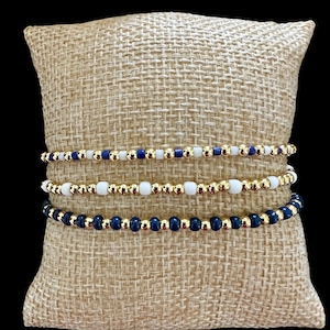Georgia South Bracelet Stack: 18k Gold & Silver Beaded Gameday Jewelry