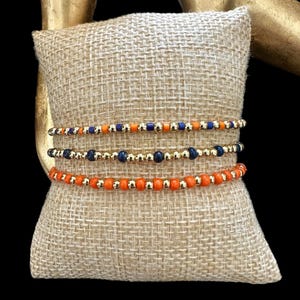 3 Pc Auburn Tigers Gameday Stack! Customize your Colors to Represent your Favorite Team. Made with 18k Gold or Silver Filled Beads