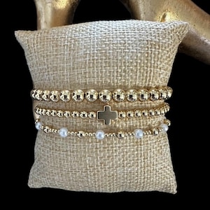 3 Piece 18K Gold Filled Designer Bracelet Stack