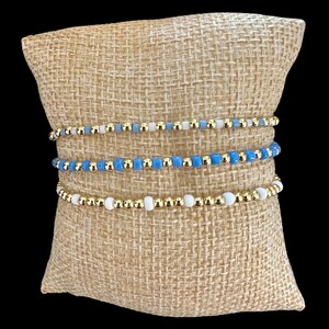 UNC Tar Heels Gameday Bracelet Stack: 18k Gold & Silver Beaded