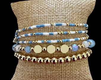 5 Piece Gold Filled North Carolina Bracelet Stack (all Colors available)