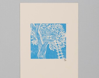 Casa sull'albero - linoprint