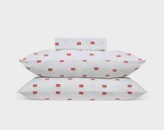 London Bus Kids Cotton Bed Sheet Set | 200 TC Percale Bedding | Soft Breathable Children's Sheet Set | Toddler Bedroom Decor