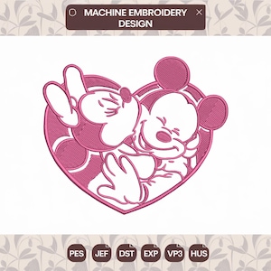 Mouse couple Embroidery Designs , Mouse heart Machine Embroidery Files , Mouse valentine embroidery pattern,Instant Download embroidery file