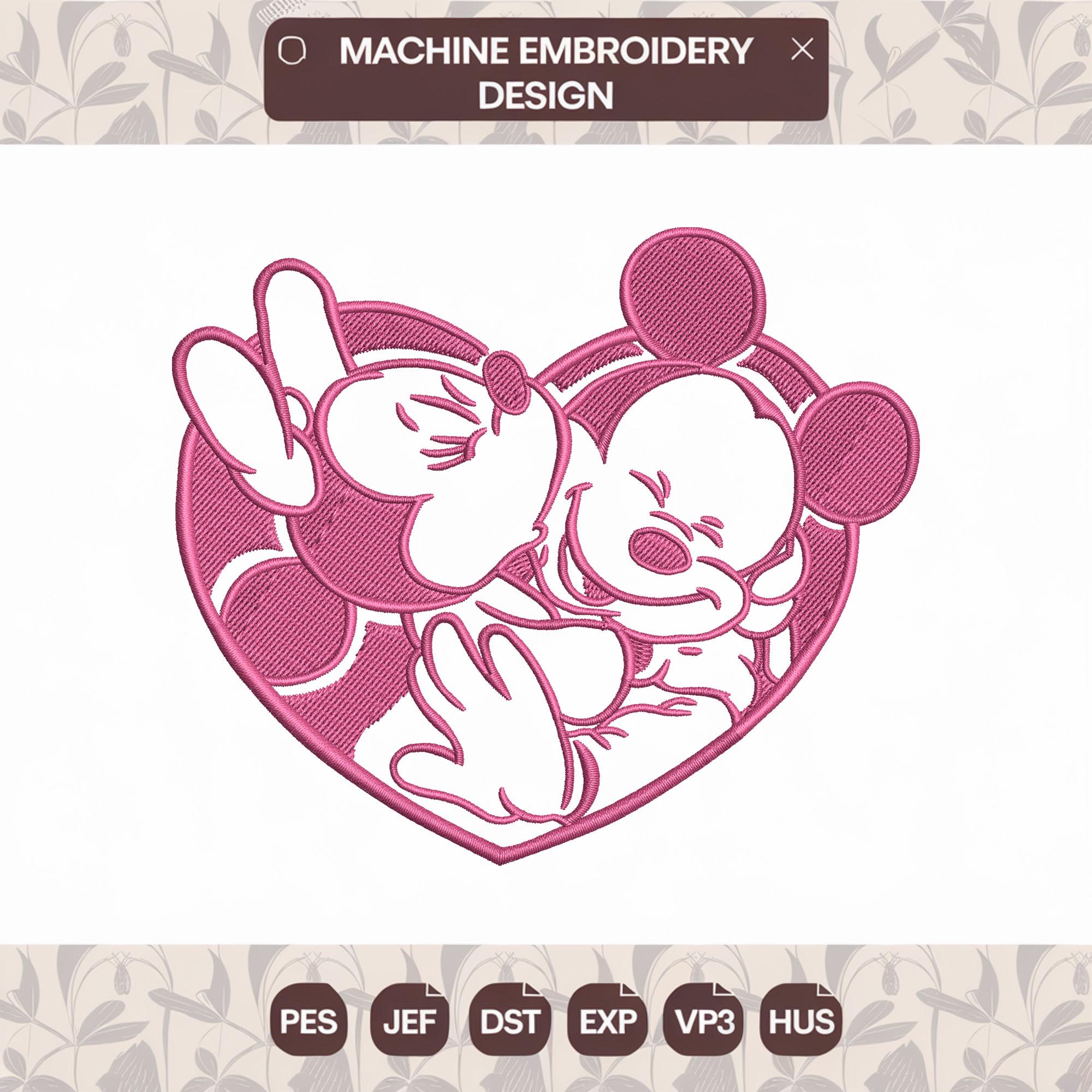 Mouse couple Embroidery Designs , Mouse heart Machine Embroidery Files , Mouse valentine embroidery pattern,Instant Download embroidery file