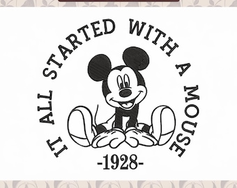 Mouse Embroidery Design, It All Started With A Mouse Pattern (Instant Download)