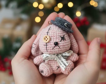Halloween Bunny Crochet Doll Amigurumi pattern, spooky rabbit plush toy crochet, halloween decor crochet, cute bunny amigurumi gift, digital