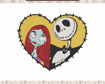 Jack and Sally Halloween Embroidery Design, Machine Embroidery File (Instant Download