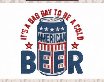 American Beer Embroidery Design, 4th of July Pattern (Instant Download)