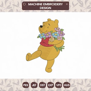Yellow bear Embroidery Designs , flower bear Machine Embroidery Files , honey bear embroidery pattern, Instant Download embroidery file