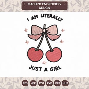 Just a Girl-borduurontwerpen, feministisch machineborduurpatroon, instant downloads 3 maten