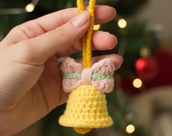 Classic Crocheted Christmas Bell Ornament pattern, festive bell decor crochet, handmade christmas tree ornament, vintage holiday crochet pat
