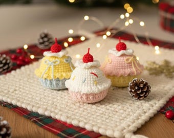Crocheted Cupcake Amigurumi Pattern, Dessert Plush Toy (Digital Pattern)