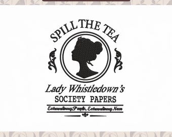 Regency Embroidery Design, Lady Whistledown, Historical Drama (Instant Download)