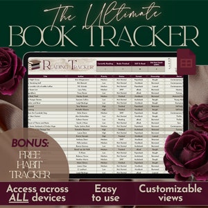 Reading Tracker Books to Read Planner Reading List Google Sheet simple book list tracker spreadsheet reading digital log for book lovers