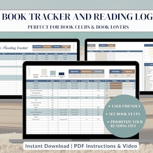 Reading log tracker digital download TBR Google sheet book tracker spreadsheet Gift for book lover to be read list digital book tracker