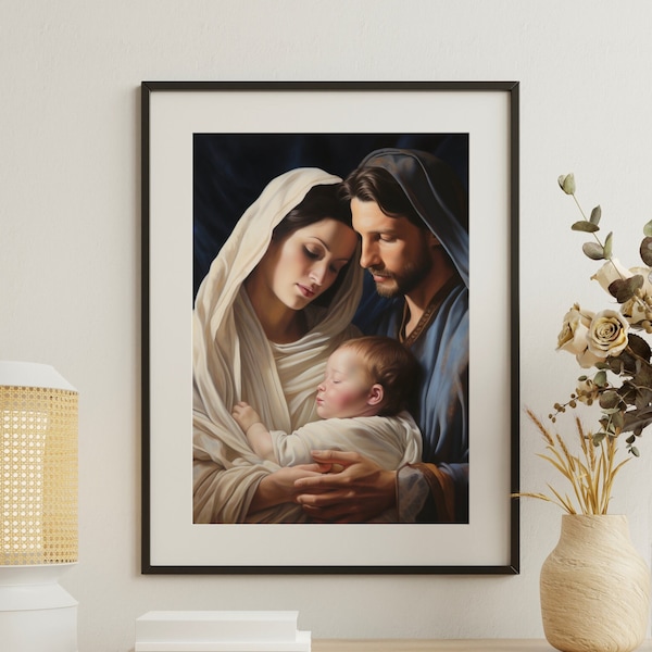 The Holy Family Art - The Feast of the Holy Family Digital Artwork - Catholic Digital Art - Jesus, Mary, and Joseph Art - Catholic Decor