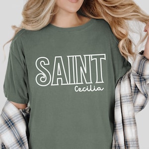 Comfort Colors® Custom Saint Name Shirt, Personalized Catholic T-Shirt, All Saints Day Tee, Confirmation Gift, RCIA Shirt, Gift for Her