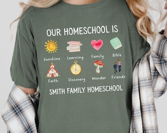 Personalized Homeschool Mom Shirt, Custom Family Homeschool Name Tee, Christian Homeschool Shirt, Faith Based Mama Gift