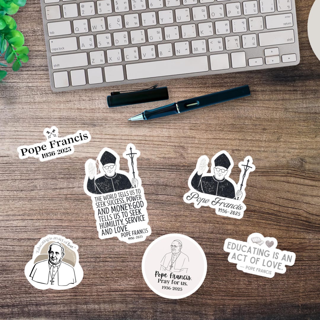 Pope Ld18 Sticker Pope Francis Memorial Sticker Pack - Set of 6 Pope Francis Stickers ...