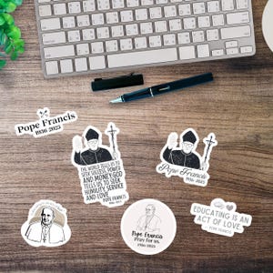 Pacchetto di adesivi commemorativi di Papa Francesco - Set di 6 adesivi di Papa Francesco, Pacchetto di adesivi cattolici, Adesivi cattolici per laptop, Adesivi cattolici