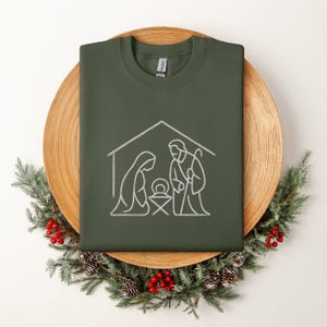 Minimalist Nativity Sweatshirt, Nativity Scene Christmas Sweater, Christian Christmas Sweatshirt, Religious Christmas Gift, Jesus Sweatshirt
