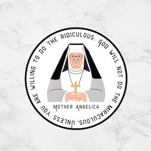 Sticker citation mère Angélique, Stickers citation catholique, Stickers catholiques cercle, Stickers catholiques drôles, Stickers catholiques pour ordinateur portable
