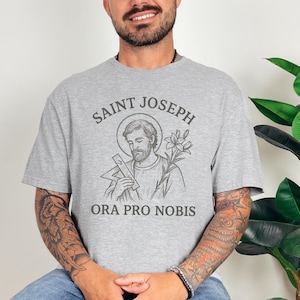 St. Joseph Shirt, St. Joseph the Worker, Catholic Men&#39;s Shirt, Catholic Dad Gift, Catholic Christmas Gift, Father&#39;s Day Gift, Trad Catholic