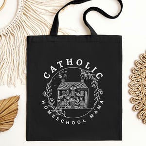Catholic Homeschool Mama Tote Bag, Catholic Mom Gift, Catholic Book Bag, Catholic Mother&#39;s Day Gift, Catholic Mama Gift, Catholic Gifts