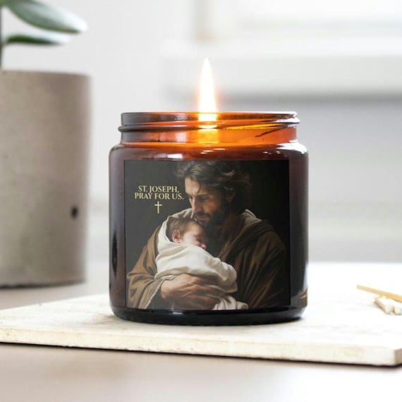 St. Joseph Gebetskerze: Katholisches Heiliges Geschenk, Heiliges Familiendekor, religiöse Hauskerze