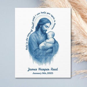 Personalized Miscarriage Memorial Canvas, Jesus Holding Baby Wall Art, Catholic Baby Loss Gift, 8x10 Remembrance Print