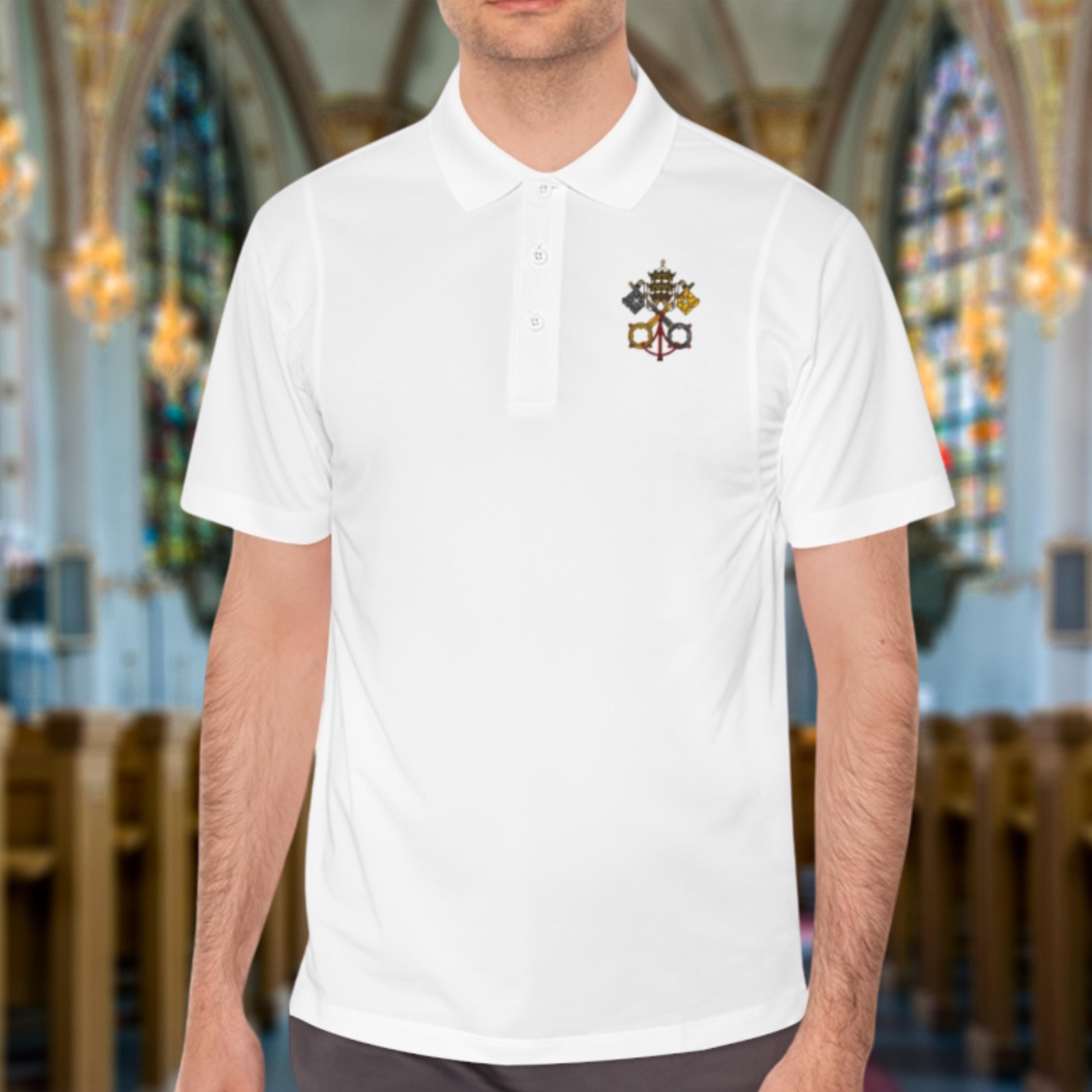 Catholic Men's Polo Shirt: Sunday Mass Apparel, Vatican Keys Design, RCIA Gift