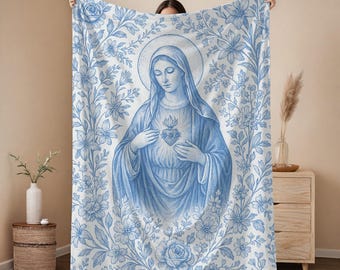 Immaculate Heart of Mary Blanket, Catholic Throw Blanket, Marian Blanket, Catholic Gift for Her, Religious Blanket, Catholic Home Decor