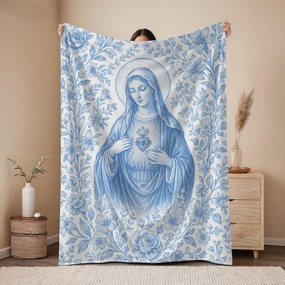 Immaculate Heart of Mary Blanket, Catholic Throw Blanket, Marian Blanket, Catholic Gift for Her, Religious Blanket, Catholic Home Decor