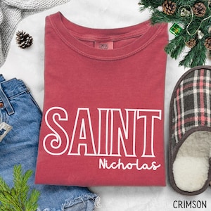 Comfort Colors® Saint Nicholas Shirt, Catholic Christmas T-Shirt, Trendy Santa Tee, Cute Christmas Shirt, Holiday Santa Tee