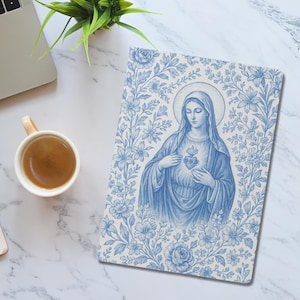 Unbeflecktes Herz von Mary Journal, Softcover katholisches Notizbuch mit linierten Seiten, marianischem Blumenmuster, Gebet oder Reflection Journal für Mama
