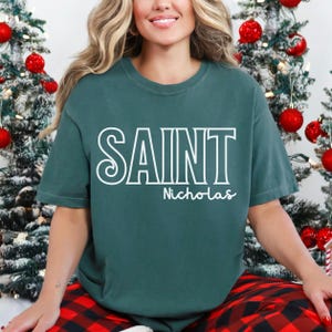 Comfort Colors® Saint Nicholas Shirt, Catholic Christmas T-Shirt, Trendy Santa Tee, Cute Christmas Shirt, Holiday Santa Tee