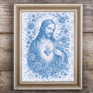 Heiliges Herz Jesu Digitaler Download, katholische Wandkunst, andächtige heilige Kunst, Gebetsraumdekor, katholisches Housewarminggeschenk