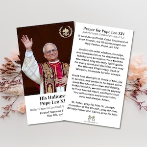 Cartão de Oração do Papa Leão XIV para Download Digital, Lembrança do Papado Católico, Oração para o Santo Padre, Novo Papa 2025 para Imprimir, Oração Católica