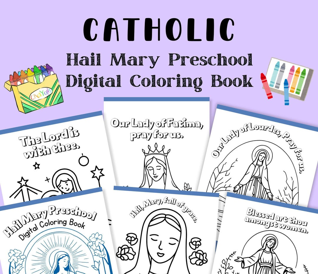 Catholic Preschool Hail Mary Digital Coloring Book, Catholic Preschool ...