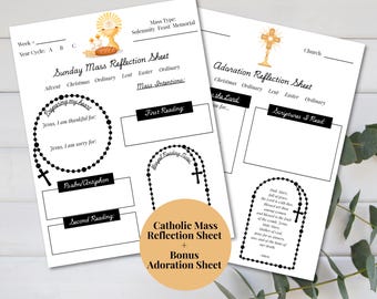 Catholic Mass Reflection Sheet for Kids: Printable Adoration Page (Digital Download)